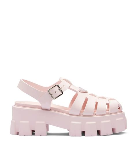 prada pale pink leather rubber platform sandals|prada diagram platform sandal.